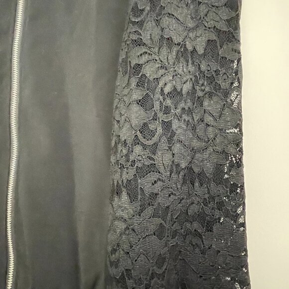 Lace Sleeve Zip Bomber Jacket Black 3X - Picture 3 of 5